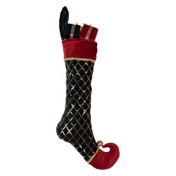 Clayre & Eef Weihnachtsdekorationsfigur Weihnachtsstrumpf 23x7x32 cm Grün Synthetisch