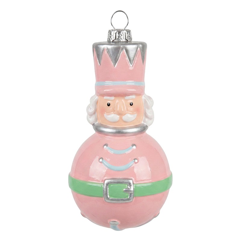 Clayre & Eef Weihnachtsanhänger Weihnachtsmann Rosa Kunststoff