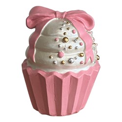 Clayre & Eef Decoratie Beeld Cupcake Roze Polyresin