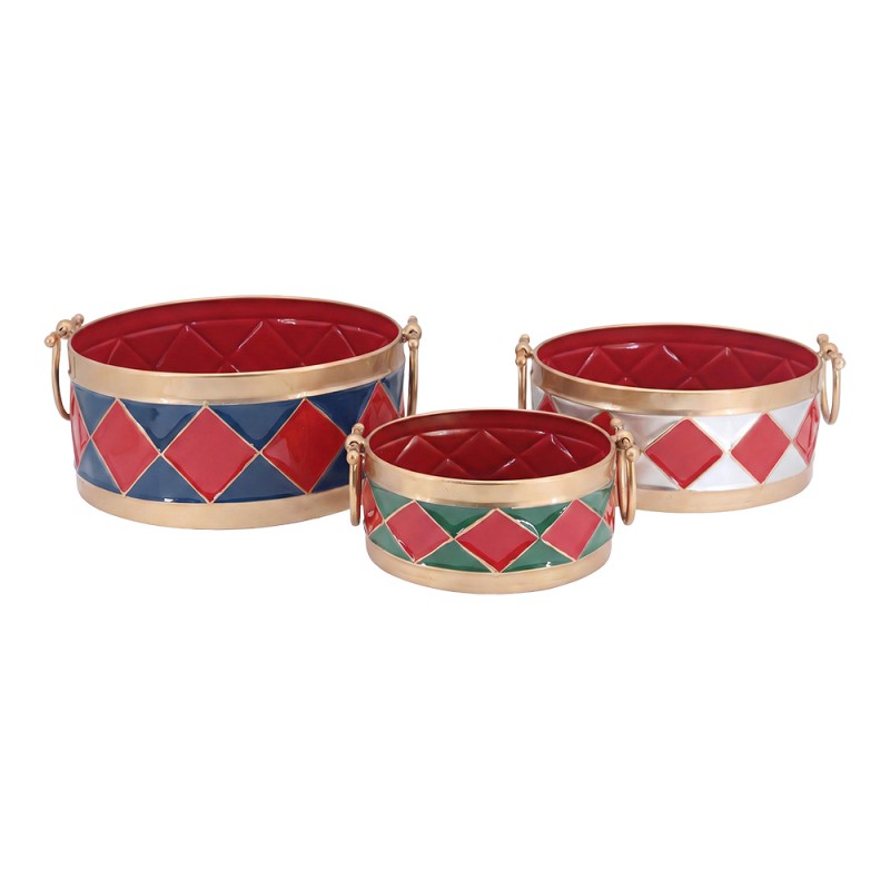 Clayre & Eef Plant Holder Set of 3 Red Metal