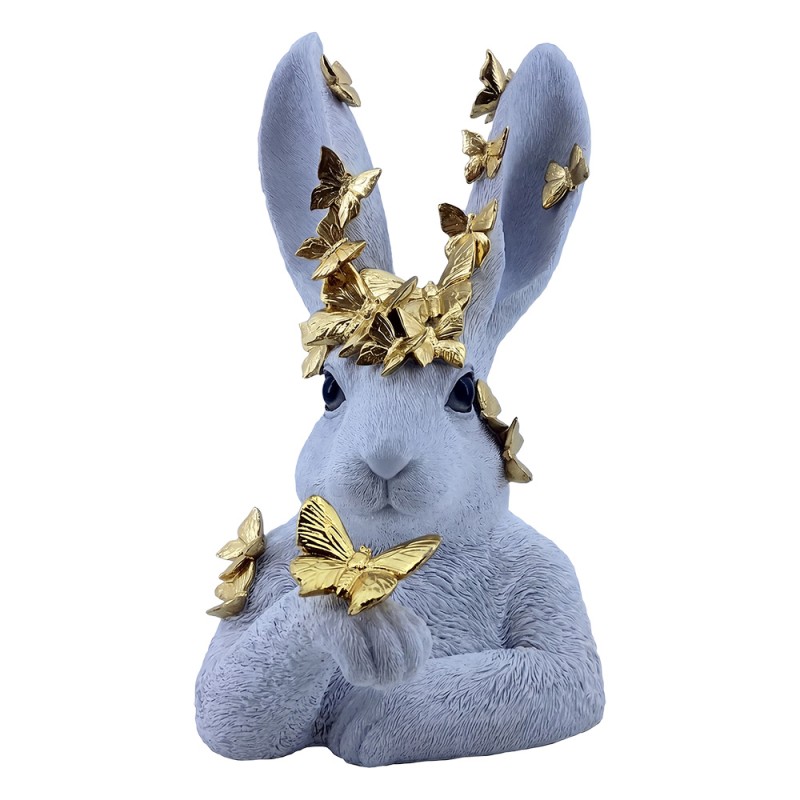 Clayre & Eef Image de décoration Lapin 21x20x34 cm Blanc Plastique
