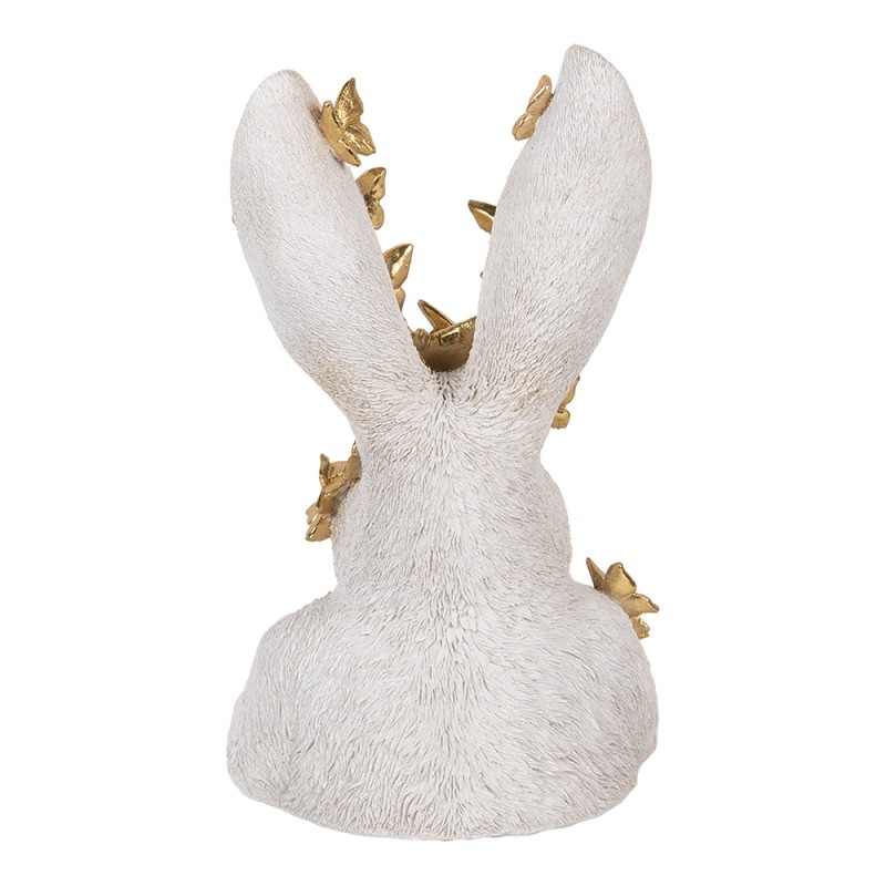 Clayre & Eef Image de décoration Lapin 21x20x34 cm Blanc Plastique