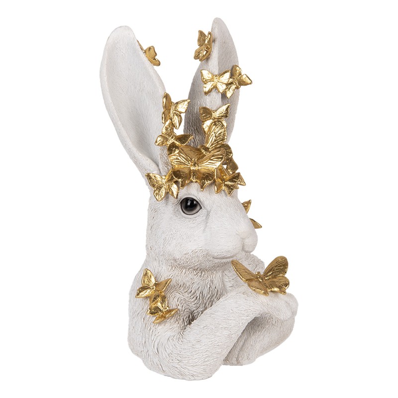 Clayre & Eef Image de décoration Lapin 21x20x34 cm Blanc Plastique
