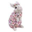 Clayre & Eef Beeld Konijn 16x13x25 cm Roze Polyresin Bloemen