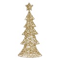 Clayre & Eef Decorazione natalizia con illuminazione a LED Albero di Natale 30x10x61 cm / 3xAA Color oro Plastica