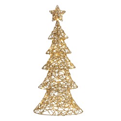 Clayre & Eef Decorazione natalizia con illuminazione a LED Albero di Natale 30x10x61 cm / 3xAA Color oro Plastica