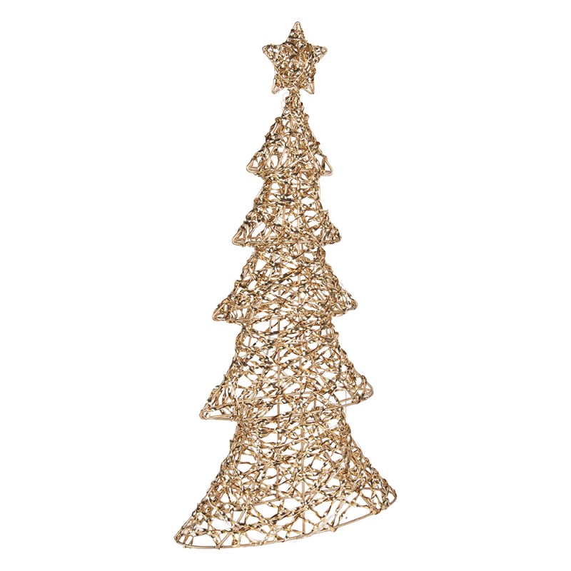 Clayre & Eef Decorazione natalizia con illuminazione a LED Albero di Natale 30x10x61 cm / 3xAA Color oro Plastica
