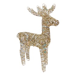 Clayre & Eef Decorazione natalizia con illuminazione a LED Cervo 43x14x61 cm / 3xAA Color oro Metallo