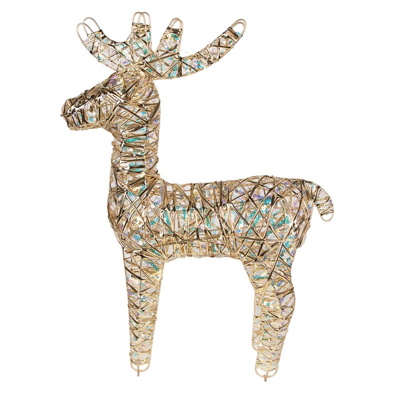 Clayre & Eef Decorazione natalizia con illuminazione a LED Cervo 43x14x61 cm / 3xAA Color oro Metallo