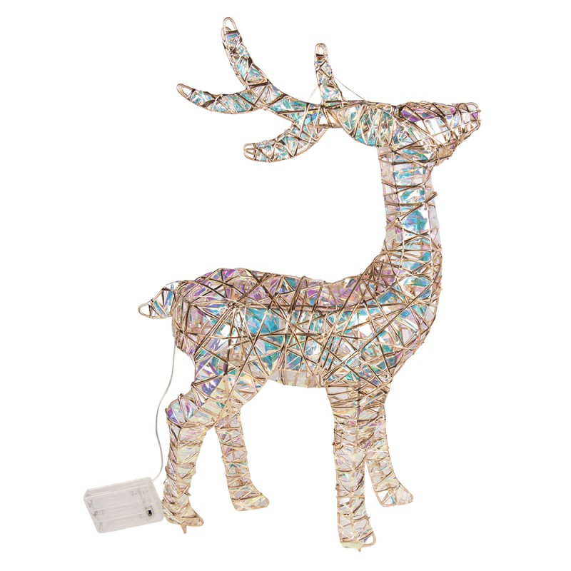 Clayre & Eef Decorazione natalizia con illuminazione a LED Cervo 53x18x85 cm / 3xAA Color oro Metallo