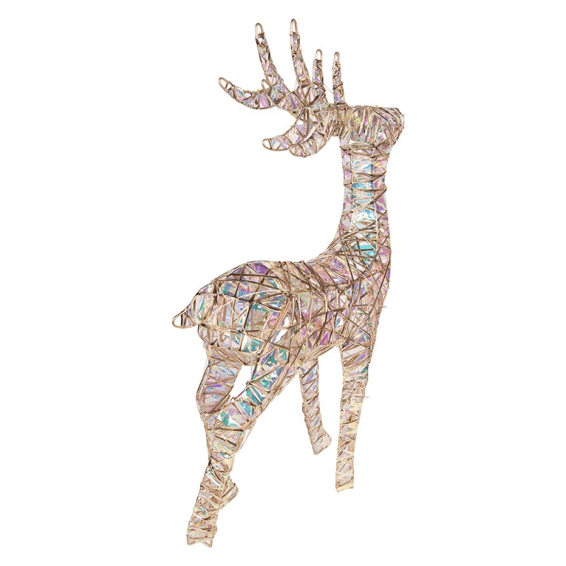 Clayre & Eef Decorazione natalizia con illuminazione a LED Cervo 53x18x85 cm / 3xAA Color oro Metallo
