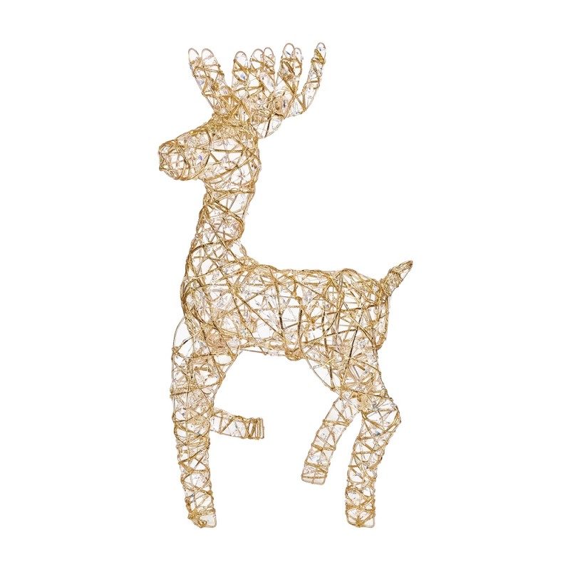 Clayre & Eef Decorazione natalizia con illuminazione a LED Cervo 38x15x76 cm / 3xAA Color oro Metallo