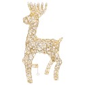 Clayre & Eef Decorazione natalizia con illuminazione a LED Cervo 38x15x76 cm / 3xAA Color oro Metallo