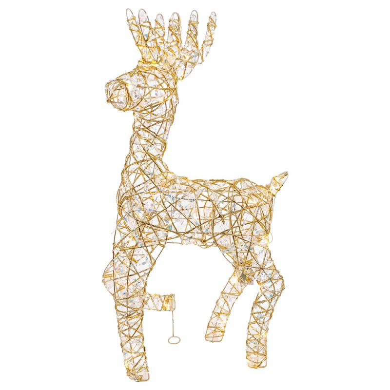 Clayre & Eef Decorazione natalizia con illuminazione a LED Cervo 38x15x76 cm / 3xAA Color oro Metallo