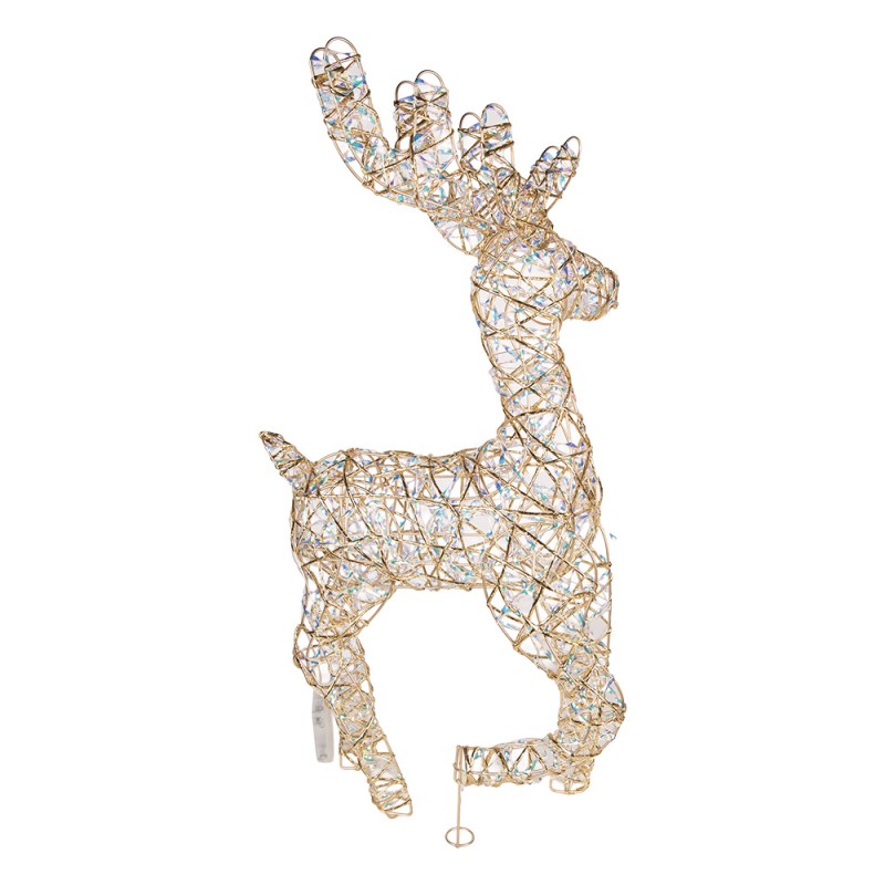 Clayre & Eef Decorazione natalizia con illuminazione a LED Cervo 38x15x76 cm / 3xAA Color oro Metallo