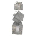 Clayre & Eef Decorazione natalizia con illuminazione a LED Regalo 25x25x97 cm / 3xAA Color argento Metallo
