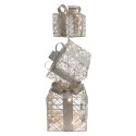 Clayre & Eef Decorazione natalizia con illuminazione a LED Regalo 25x25x97 cm / 3xAA Color argento Metallo