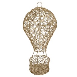 Clayre & Eef Decorazione natalizia con illuminazione a LED Mongolfiera Ø 19x38 cm / 3xAA Color oro Metallo