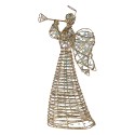 Clayre & Eef Weihnachtsdekoration mit LED-Beleuchtung Engel 28x10x51 cm / 3xAA Goldfarbig Metall