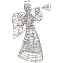 Clayre & Eef Weihnachtsdekoration mit LED-Beleuchtung Engel 22x8x30 cm / 3xAA Silberfarbig Metall