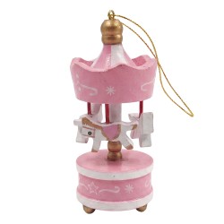 Clayre & Eef Weihnachtsanhänger Karussell Rosa Holz