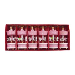 Clayre & Eef Weihnachtsanhänger Karussell Rosa Holz