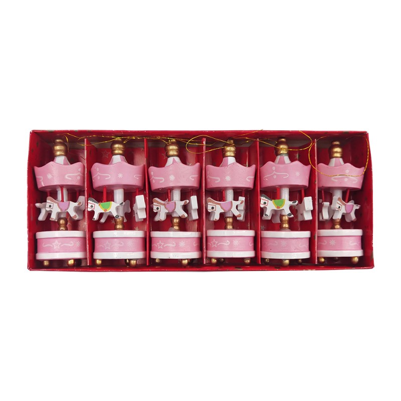 Clayre & Eef Weihnachtsanhänger Karussell Rosa Holz