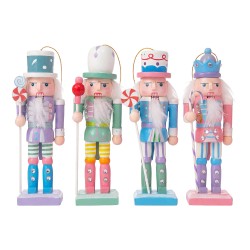 Clayre & Eef Weihnachtsanhänger Nussknacker SET 4 Grün Holz