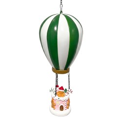 Clayre & Eef Dekoration mit LED-Beleuchtung Hot Air Balloon 15x28 cm Green Plastic