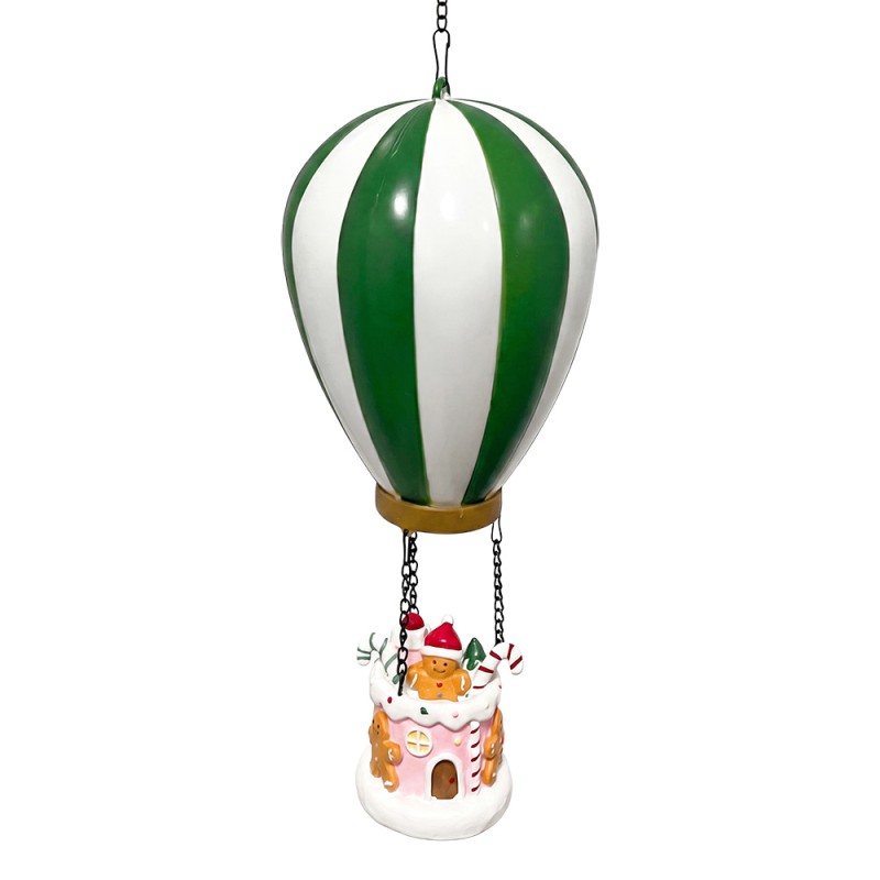 Clayre & Eef Dekoration mit LED-Beleuchtung Hot Air Balloon 15x28 cm Green Plastic