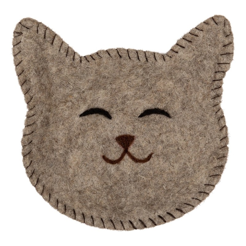 Clayre & Eef Bol de décoration Chat 30x18x3 cm Rouge Blanc Feutre