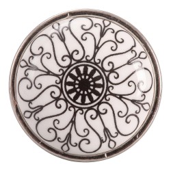 Clayre & Eef Door Knob Ø 3 cm Black White Ceramic