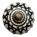 Clayre & Eef Deurknop 4x6 cm Wit Zwart Keramiek