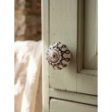 Clayre & Eef Deurknop 4x6 cm Wit Zwart Keramiek
