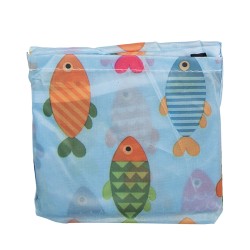Clayre & Eef Borsa Shopper Pieghevole Blu Sintetico Pesci