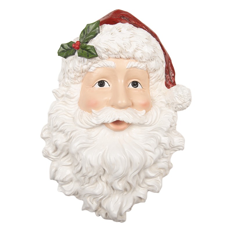 Clayre & Eef Wall Decoration Santa Claus 32x9x45 cm White Red Plastic