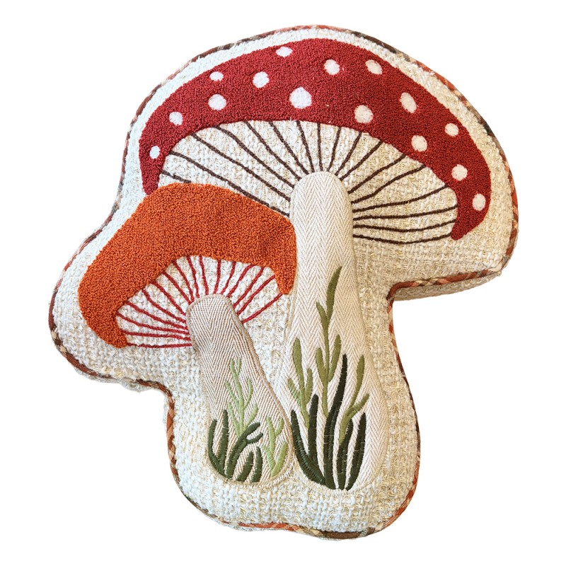 Clayre & Eef Sierkussen Paddenstoel 40x38x4 cm Beige Polyester Paddenstoelen