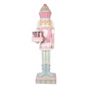 Clayre & Eef Weihnachtsdekoration mit LED-Beleuchtung und Musik Nussknacker 59x49x216 cm Rosa Kunststoff