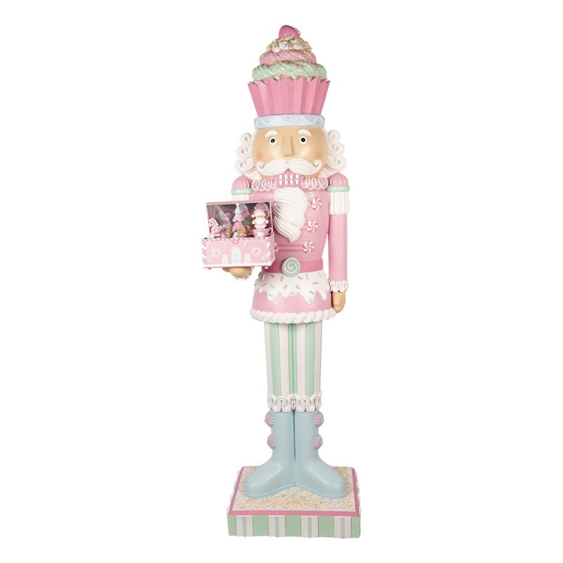 Clayre & Eef Weihnachtsdekoration mit LED-Beleuchtung und Musik Nussknacker 59x49x216 cm Rosa Kunststoff