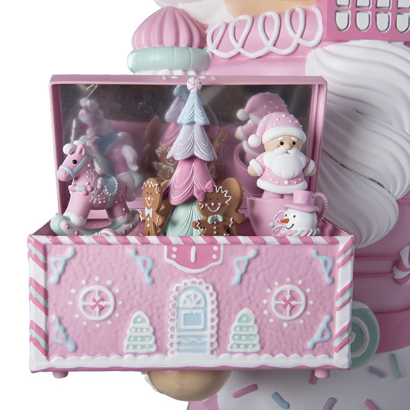Clayre & Eef Weihnachtsdekoration mit LED-Beleuchtung und Musik Nussknacker 59x49x216 cm Rosa Kunststoff