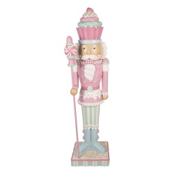 Clayre & Eef Christmas Decoration with LED Lighting Nutcracker 44x33x152 cm Pink Plastic