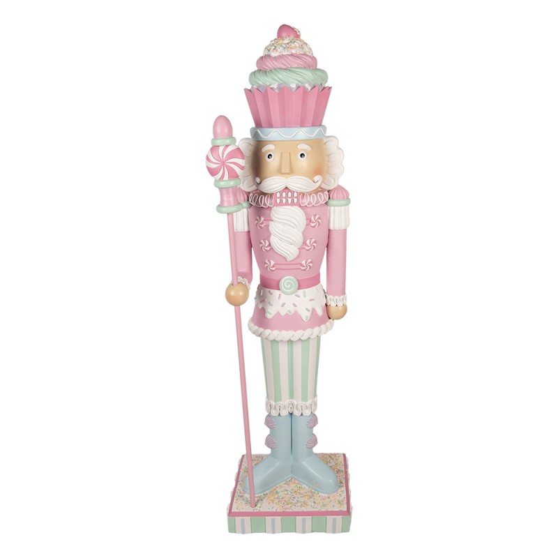 Clayre & Eef Christmas Decoration with LED Lighting Nutcracker 44x33x152 cm Pink Plastic