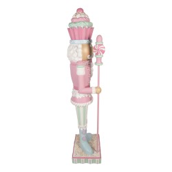Clayre & Eef Christmas Decoration with LED Lighting Nutcracker 44x33x152 cm Pink Plastic