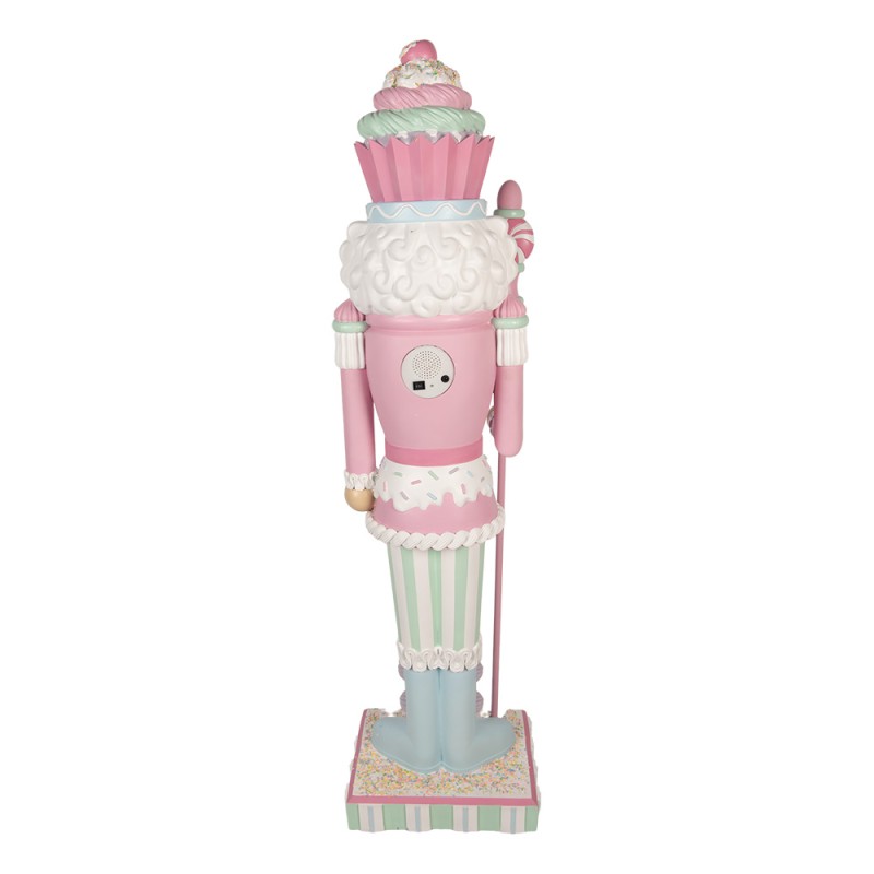 Clayre & Eef Christmas Decoration with LED Lighting Nutcracker 44x33x152 cm Pink Plastic