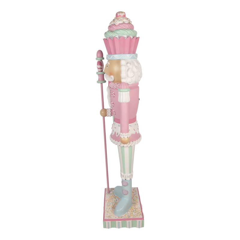 Clayre & Eef Christmas Decoration with LED Lighting Nutcracker 44x33x152 cm Pink Plastic