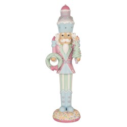 Clayre & Eef Décoration de Noël avec lumières LED Casse-noisette 19x16x61 cm Rose Plastique