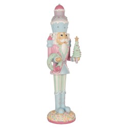 Clayre & Eef Décoration de Noël avec lumières LED Casse-noisette 19x16x61 cm Rose Plastique