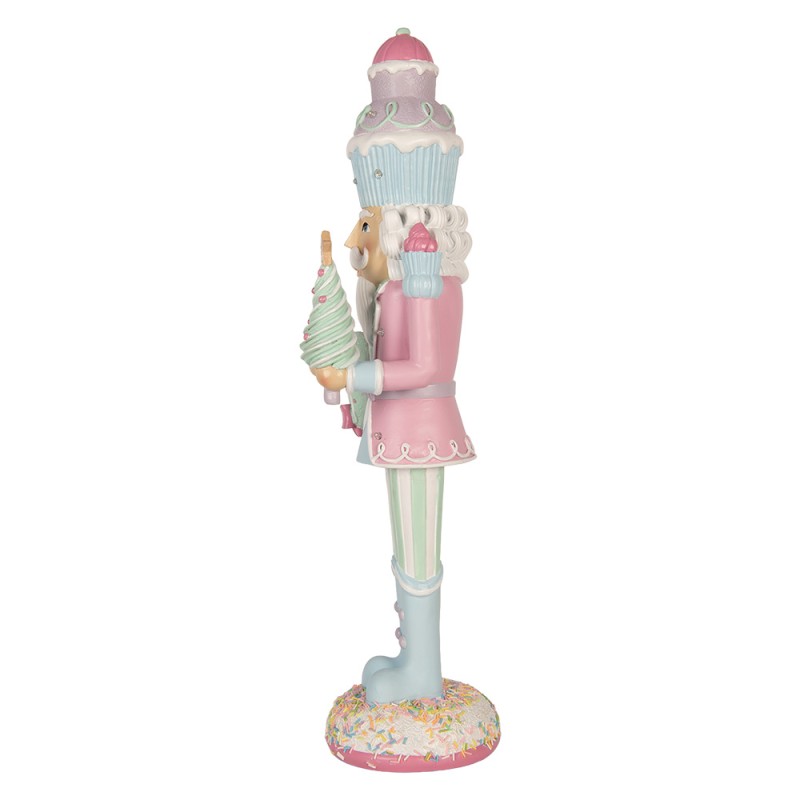 Clayre & Eef Décoration de Noël avec lumières LED Casse-noisette 19x16x61 cm Rose Plastique