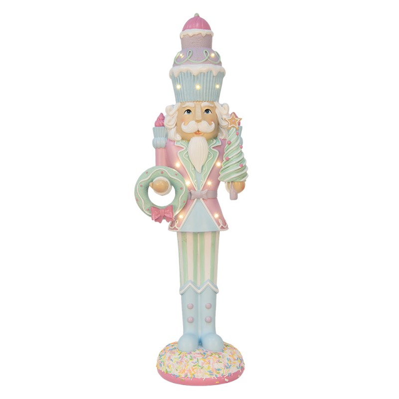 Clayre & Eef Décoration de Noël avec lumières LED Casse-noisette 19x16x61 cm Rose Plastique