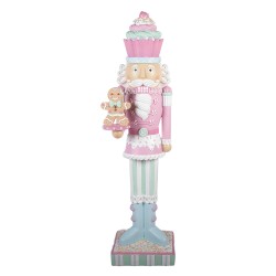 Clayre & Eef Weihnachtsdekoration mit LED-Beleuchtung Nussknacker 35x30x125 cm Rosa Kunststoff